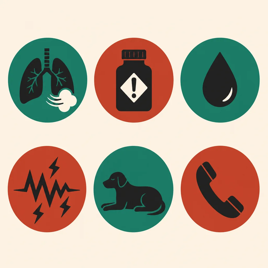 Icon checklist of pet emergency signs to help you decide if you need an emergency vet in Singapore